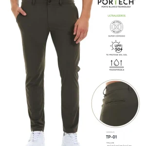 Pantalón Stretch Casual Cómodo Caballero Color Verde Portech