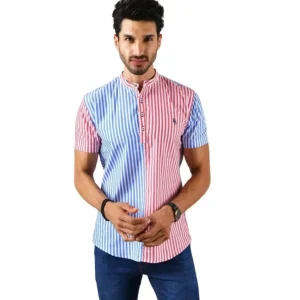 Camisa Cuello Mao Rayas Hombre